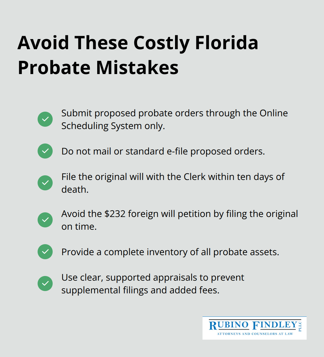 Checklist of common Florida probate mistakes to avoid in Palm Beach County - Florida probate steps guide