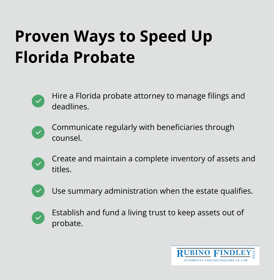 Actionable steps to reduce delays in Boca Raton probate - Probate timing Florida