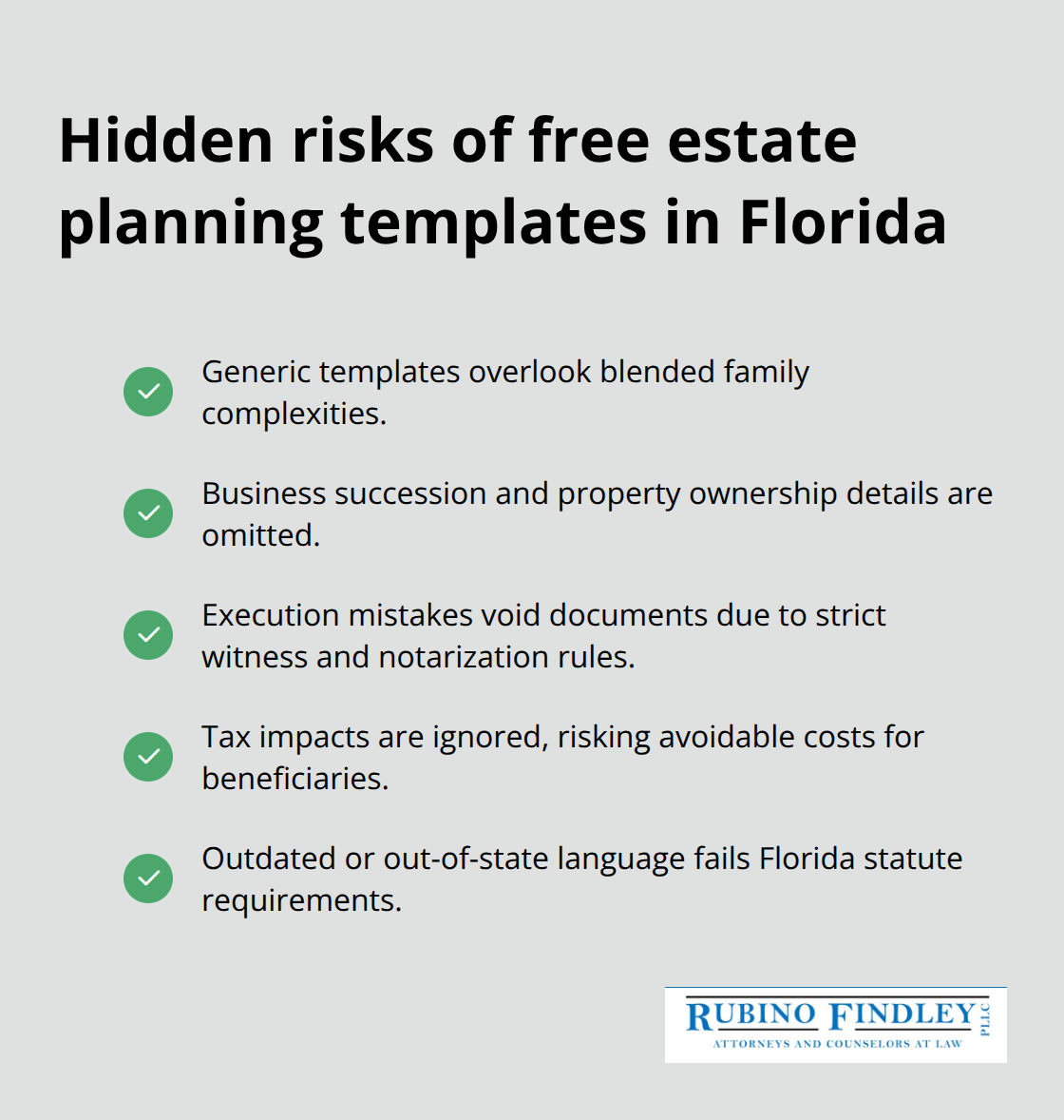 Checklist of common pitfalls when relying on free estate planning forms